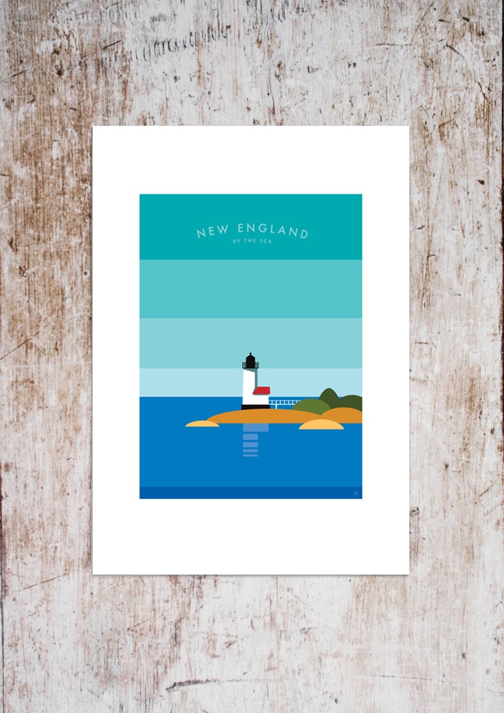 Print of New England Lighthouse by the sea
