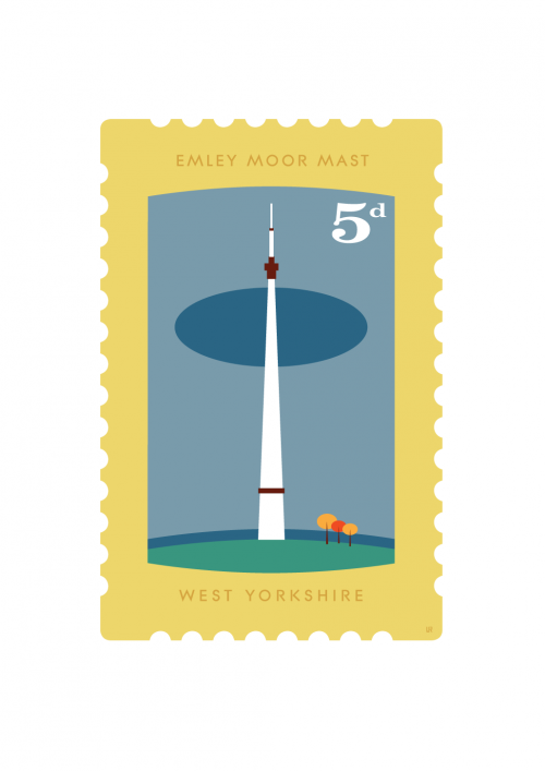 Emley Moor Mast Stamp A3 print