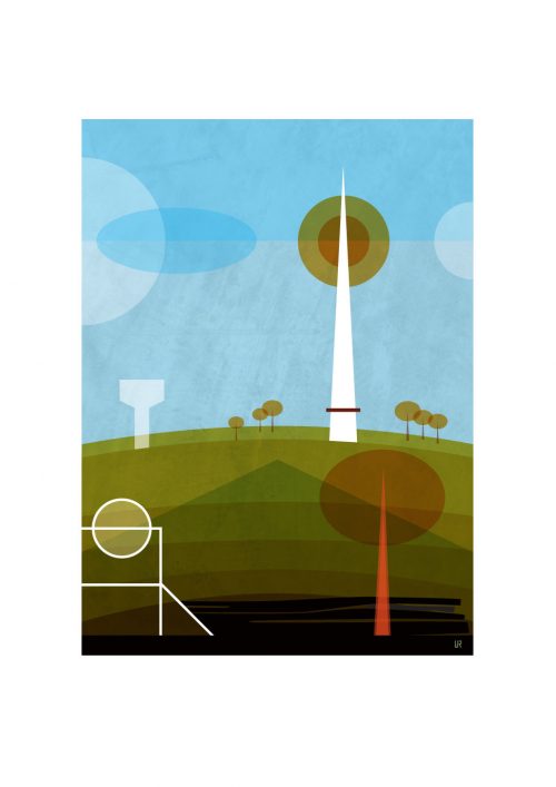 A3 limited edition print of Emley Moor NCM and Water Tower