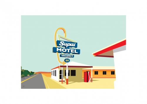 A3 print of historic route 66 motel sign