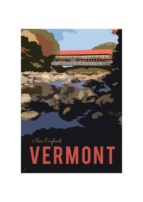A3 print of covered bridge in Vermont New England