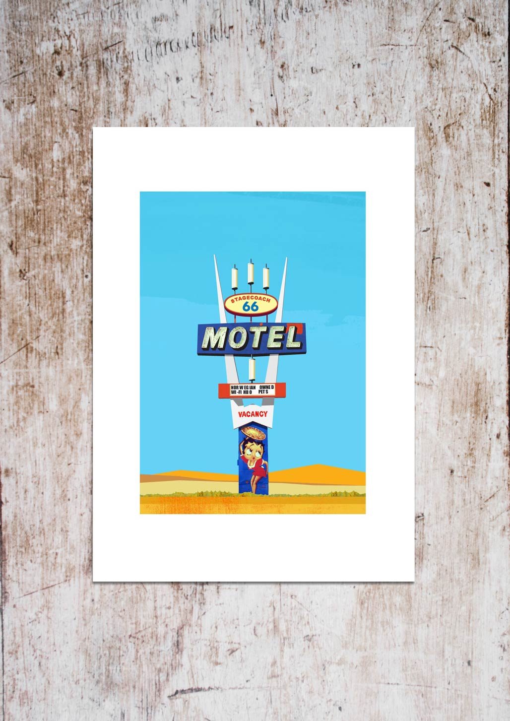 Print of Motel Sign on Route 66