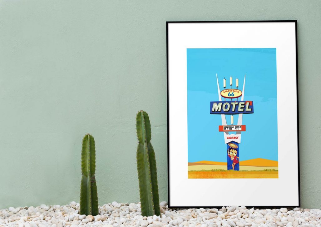 Print of Route 66 Motel Sign