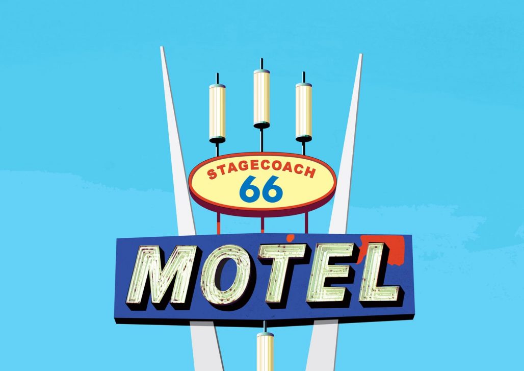 Print of Route 66 Retro Motel Sign