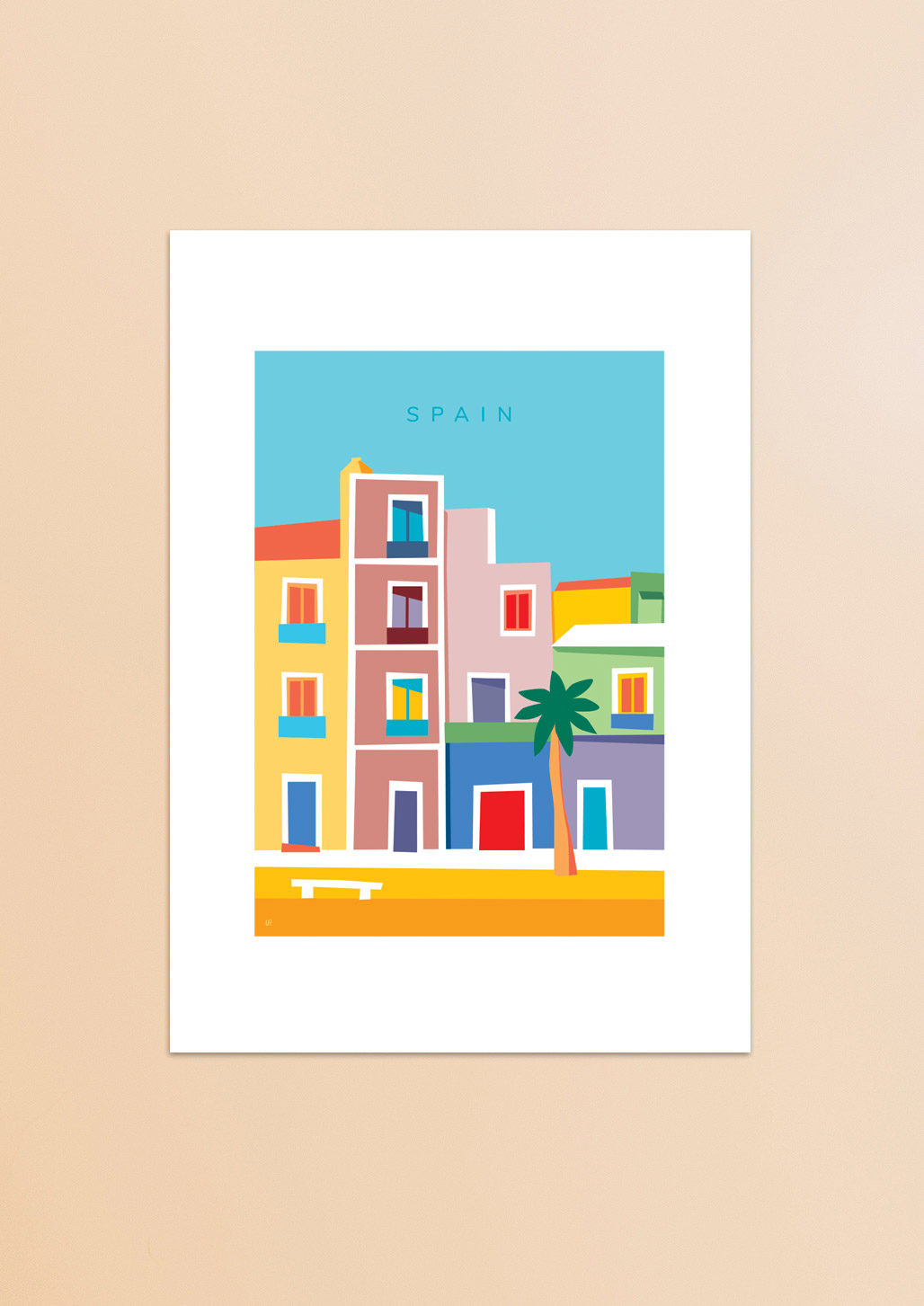 Print of coloured houses in Spain